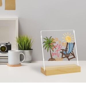 Beach Themed Decorative Plaque- Set of 2 - Blue, Tan, Yellow